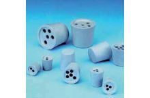 Drilled Rubber Stoppers, Grey-Blue, 45D